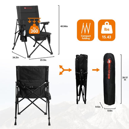 Heated Camping Chair With 12V 16000mAh Battery Pack