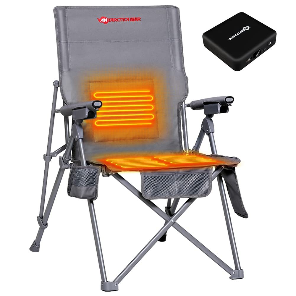 Heated Camping Chair With 12V 16000mAh Battery Pack